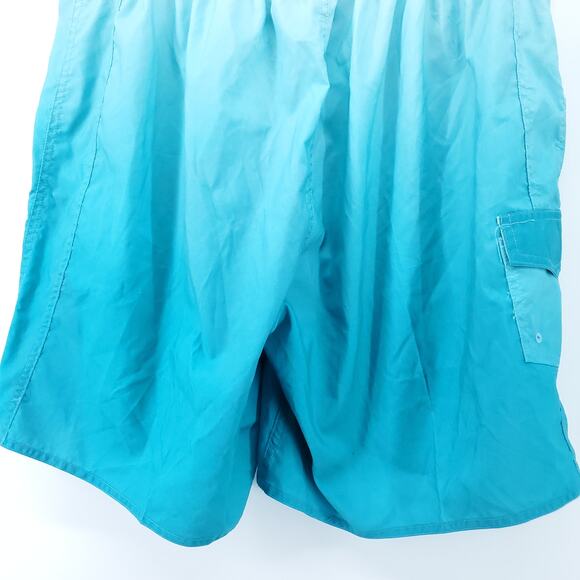 Beach Belle Mens Plus Sz Blue Ombre Swim Trunk Side Pocket Drawstring|20W - Picture 8 of 9
